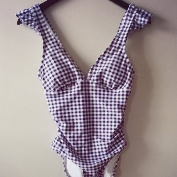 Kona Sol Other - 'KONA SOL' Target Blue & White Gingham check swimsuit Size S NWOT